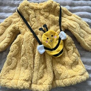 Yellow Fuzzy Toddler Coat with Bee Design
